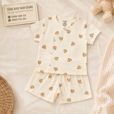 Bộ cộc sơ sinh thun lạnh VTKids cài lệch VTBC18