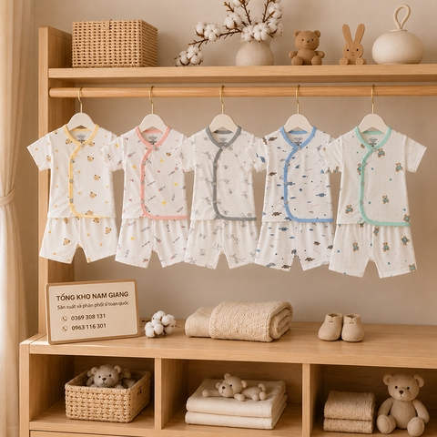 Bộ cộc sơ sinh Petit VTKids cài lệch VTBC22