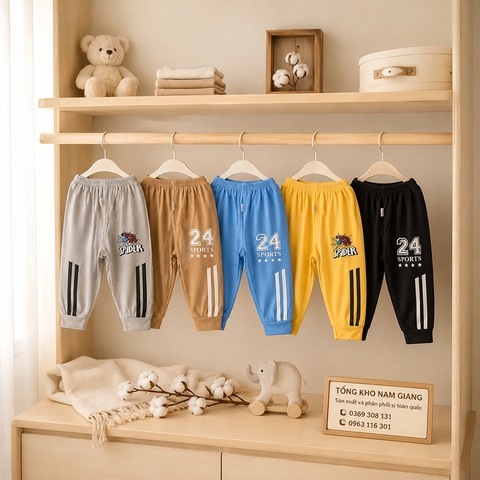 Quần dài sơ sinh thun lạnh VTKids sọc thể thao VTQD9