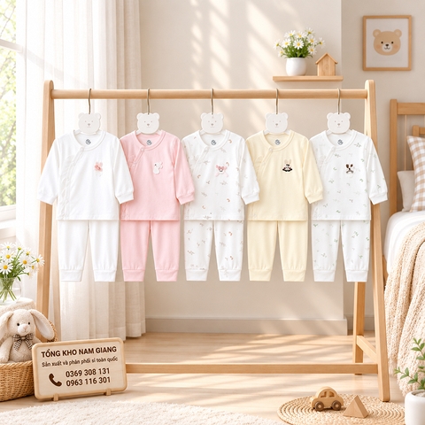 Bộ dài sơ sinh thun lạnh HG cài lệch HGBD15