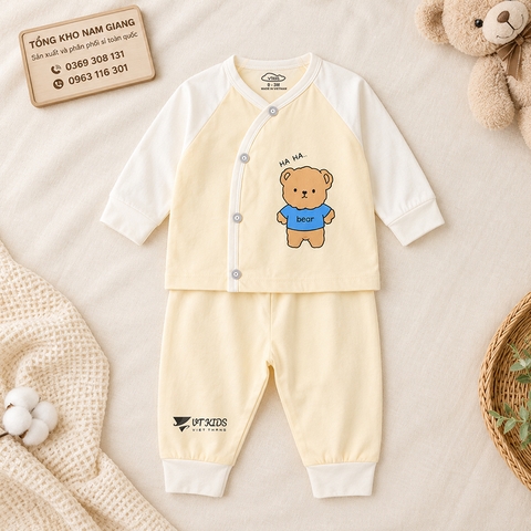 Bộ dài sơ sinh thun lạnh VTKids cài lệch VTBD31