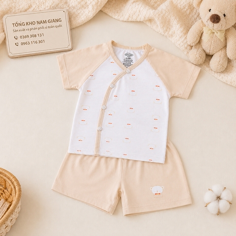 Bộ cộc sơ sinh thun lạnh VTKids cài chéo VTBC3