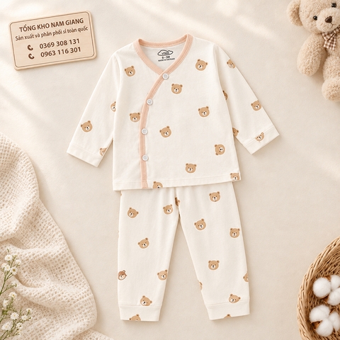 Bộ dài sơ sinh thun lạnh VTKids cài lệch VTBD18