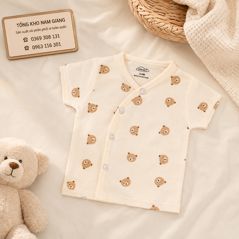 Áo cộc sơ sinh thun lạnh VTKids cài chéo VTAC5