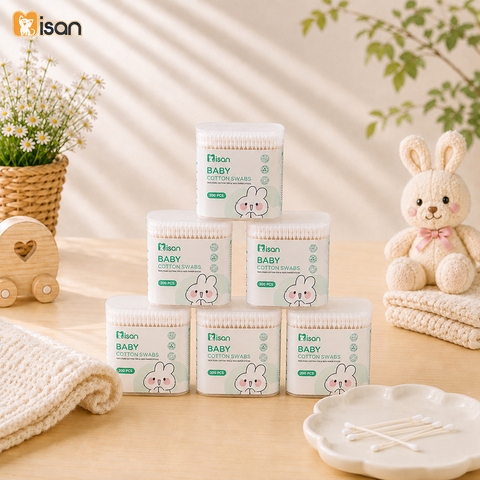 Tăm bông sơ sinh Misan 2 đầu 200 que