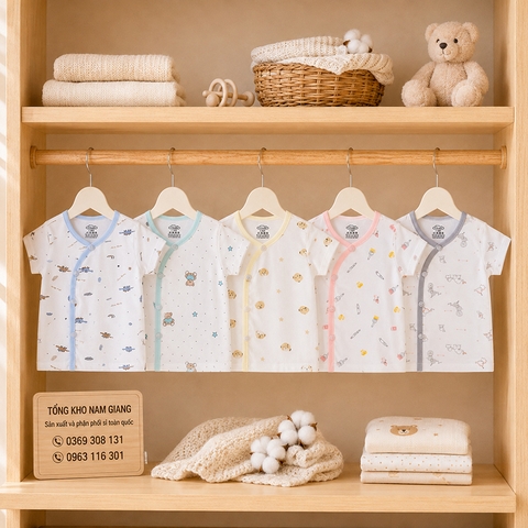 Áo cộc sơ sinh Petit VTKids cài lệch VTAC8