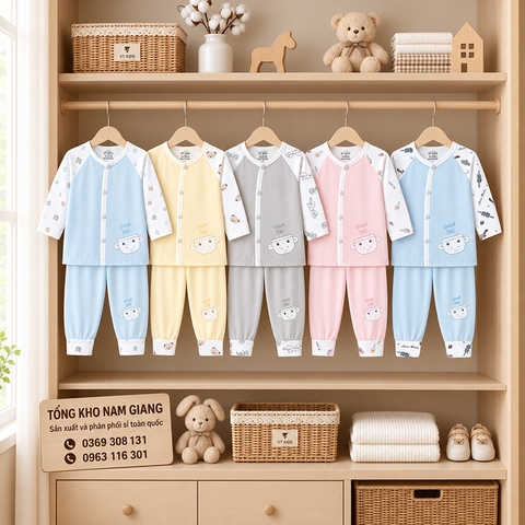 Bộ dài sơ sinh petit VTKids cài lệch VTBD8