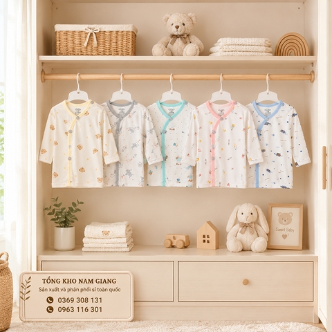 Áo dài sơ sinh Petit VTKids cài lệch VTAD10