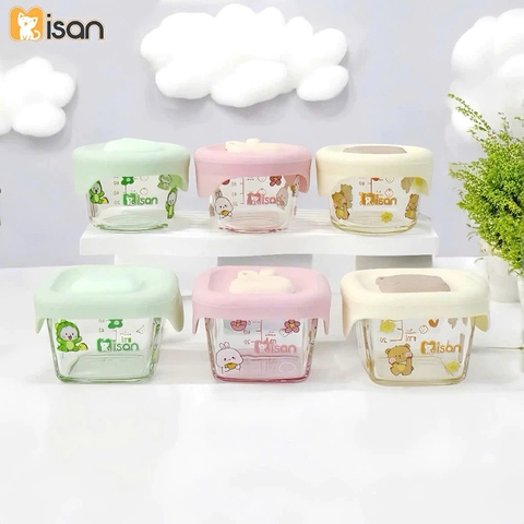 Hũ thủy tinh Misan nắp silicon họa tiết