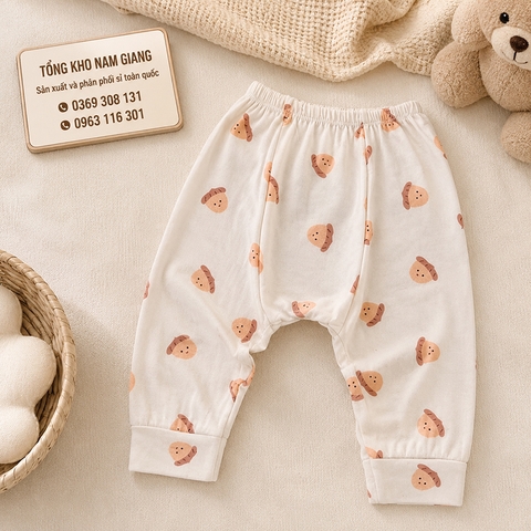 Quần dài sơ sinh thun lạnh VTKids đáp đũng VTQD6
