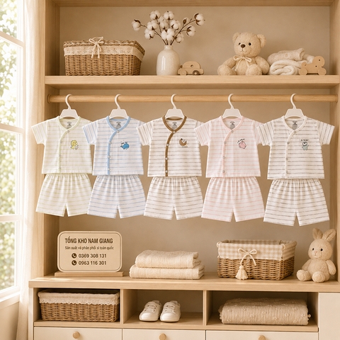Bộ cộc sơ sinh Petit VTKids cài lệch VTBC25