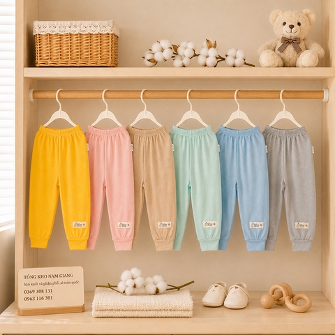 Quần dài sơ sinh thun lạnh VTKids đáp đũng VTQD3