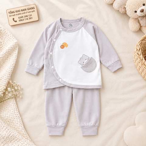 Bộ dài sơ sinh thun lạnh HG cài lệch HGBD9
