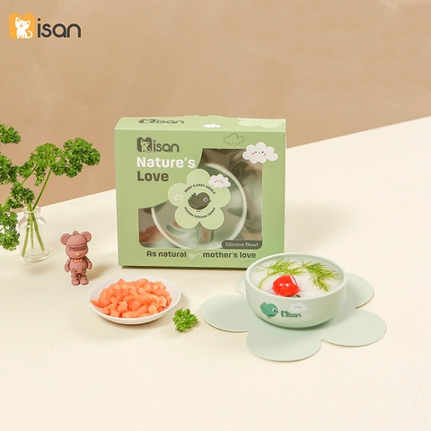 Bát ăn dặm silicon Misan hình hoa kèm thìa