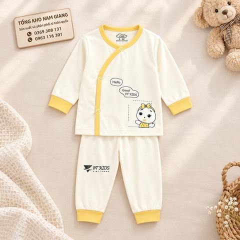 Bộ dài sơ sinh thun lạnh VTKids cài lệch VTBD24