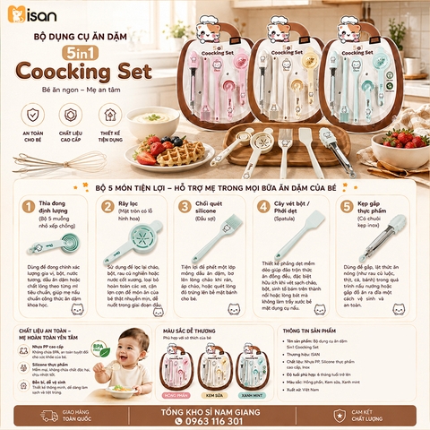Bộ dụng cụ chế biến ăn dặm Misan 5in1