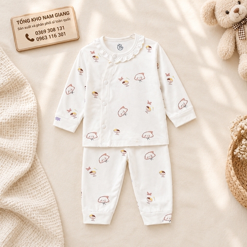 Bộ dài sơ sinh thun lạnh HG cài lệch HGBD14