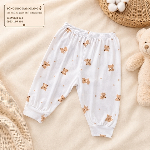 Quần dài sơ sinh thun lạnh VTKids đáp đũng VTQD1