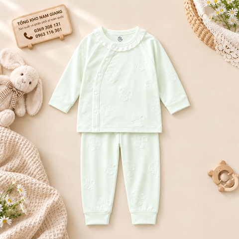 Bộ dài sơ sinh thun lạnh HG cài lệch HGBD13