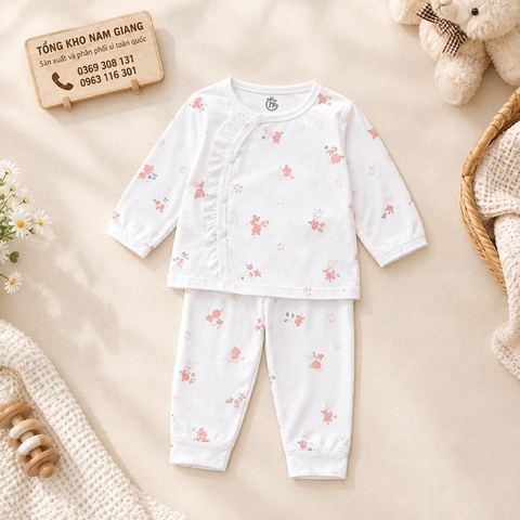 Bộ dài sơ sinh thun lạnh HG cài lệch HGBD12