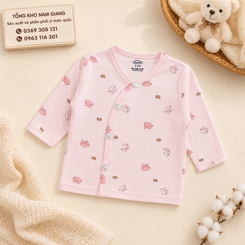 Áo dài sơ sinh Petit VTKids cài lệch VTAD11