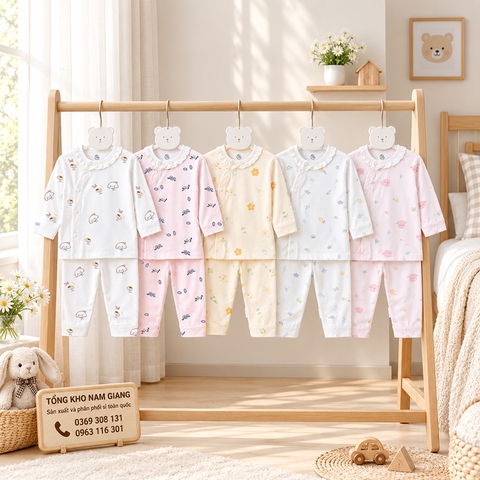 Bộ dài sơ sinh thun lạnh HG cài lệch HGBD14