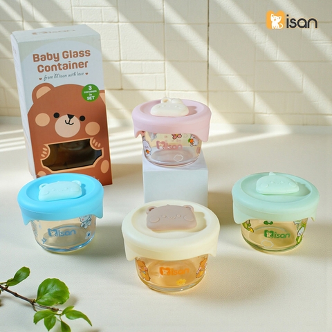 Sét 3 hũ thủy tinh Misan nắp silicon họa tiết