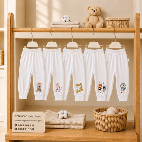 Quần dài sơ sinh thun lạnh VTKids đáp đũng VTQD5