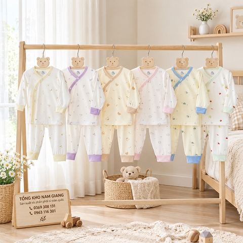 Bộ dài sơ sinh thun lạnh HG cài lệch HGBD3