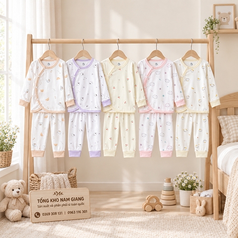 Bộ dài sơ sinh thun lạnh HG cài lệch HGBD8