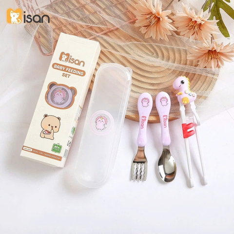 Sét thìa dĩa đũa ăn dặm Misan (có hộp)