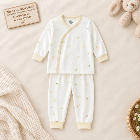 Bộ dài sơ sinh thun lạnh HG cài lệch HGBD3