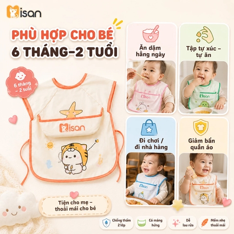 Yếm áo ăn dặm Misan tay ngắn