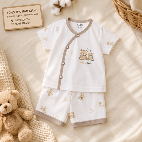Bộ cộc sơ sinh Petit VTKids cài lệch VTBC23