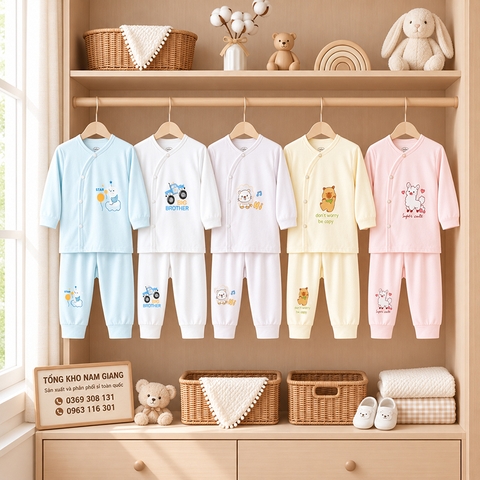 Bộ dài sơ sinh petit VTKids cài lệch VTBD10