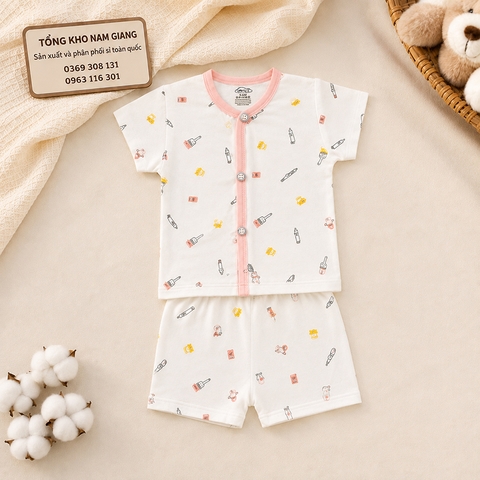 Bộ cộc sơ sinh Petit VTKids cài lệch VTBC22