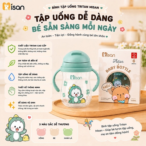 Bình nước tập hút Tritan Misan 300ml