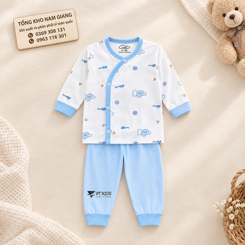 Bộ dài sơ sinh thun lạnh VTKids cài lệch VTBD25