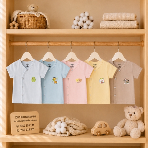 Áo cộc sơ sinh Petit VTKids cài lệch VTAC9