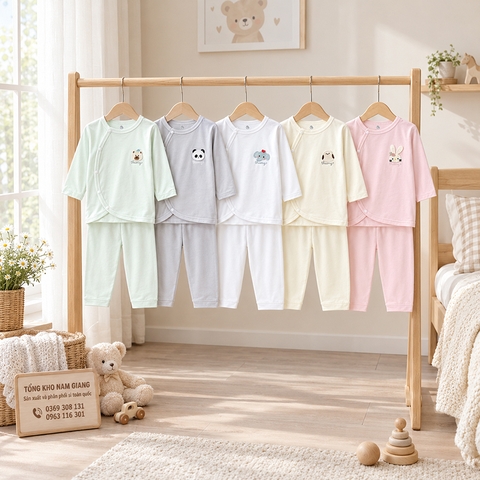 Bộ dài sơ sinh thun lạnh HG cài lệch HGBD7