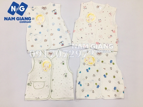 Áo gile bông trắng in hình