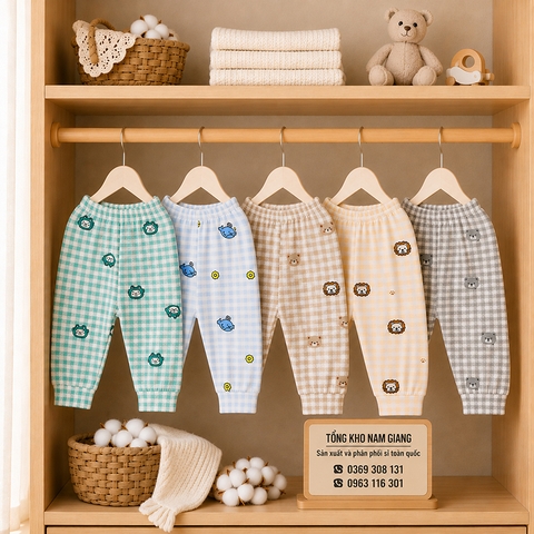 Quần dài sơ sinh thun lạnh VTKids VTQD13
