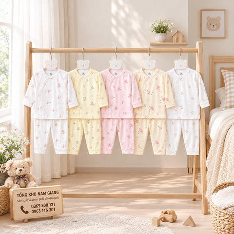Bộ dài sơ sinh thun lạnh HG cài lệch HGBD12