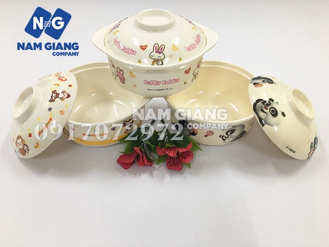 Bát ăn dặm in hình có nắp H234