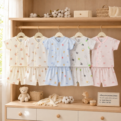 Bộ cộc sơ sinh Petit VTKids cài lệch VTBC20