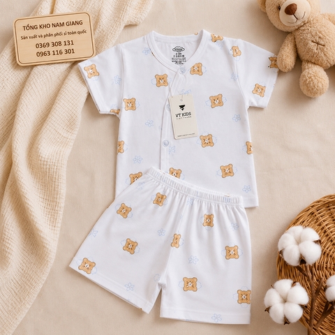 Bộ cộc sơ sinh thun lạnh VTKids cài chéo VTBC7