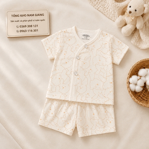 Bộ cộc sơ sinh thun lạnh VTKids cài chéo VTBC2