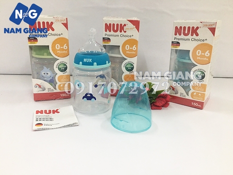 Bình sữa NUK nhựa cổ rộng núm silicon 150ml
