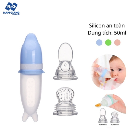 Bình thìa ăn dặm Vcool silicon 2in1