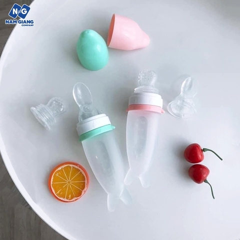 Bình thìa ăn dặm Vcool silicon 2in1